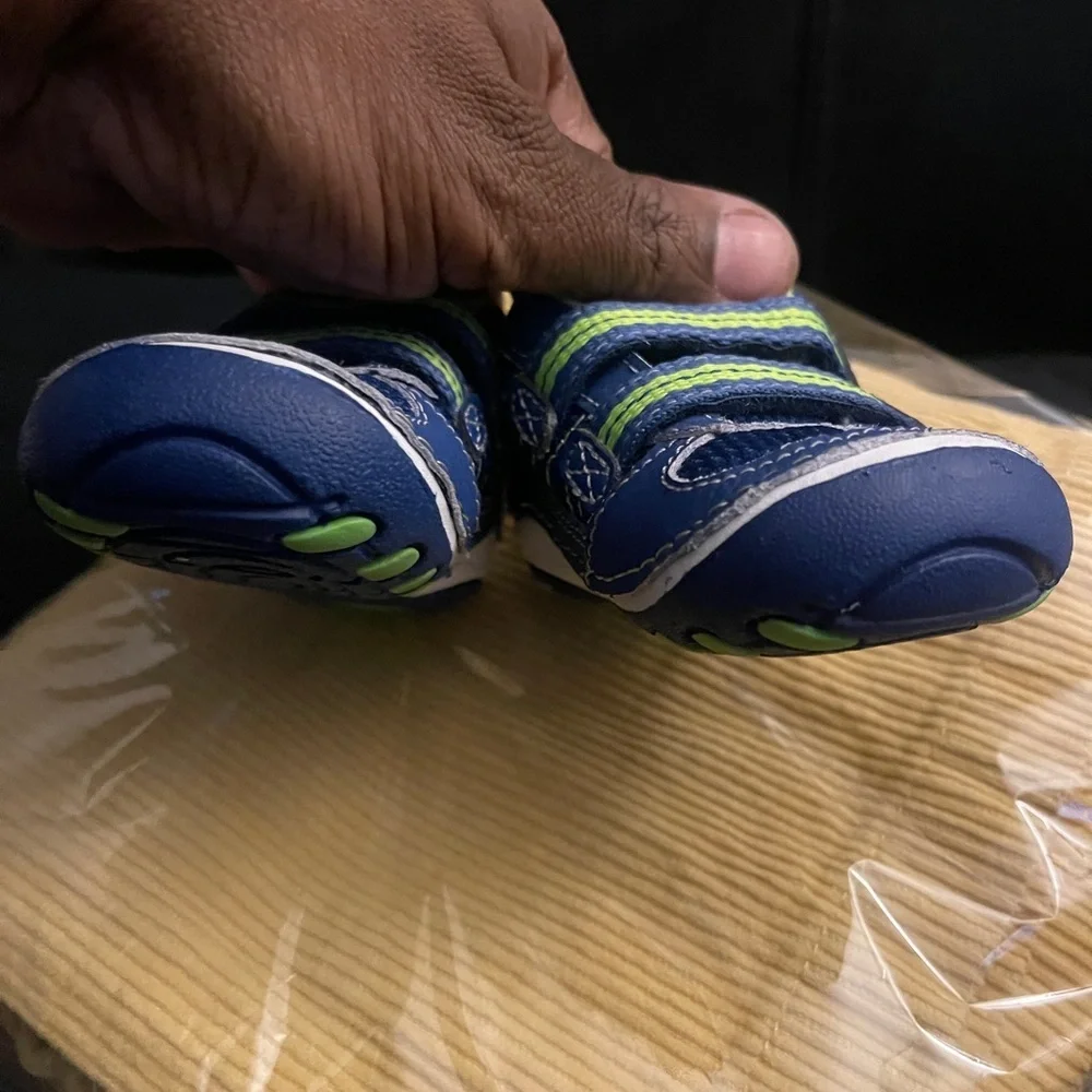 Stride Rite Navy and Lime Kids Sneakers Baby Boy Size 3 - Picture 9 of 10